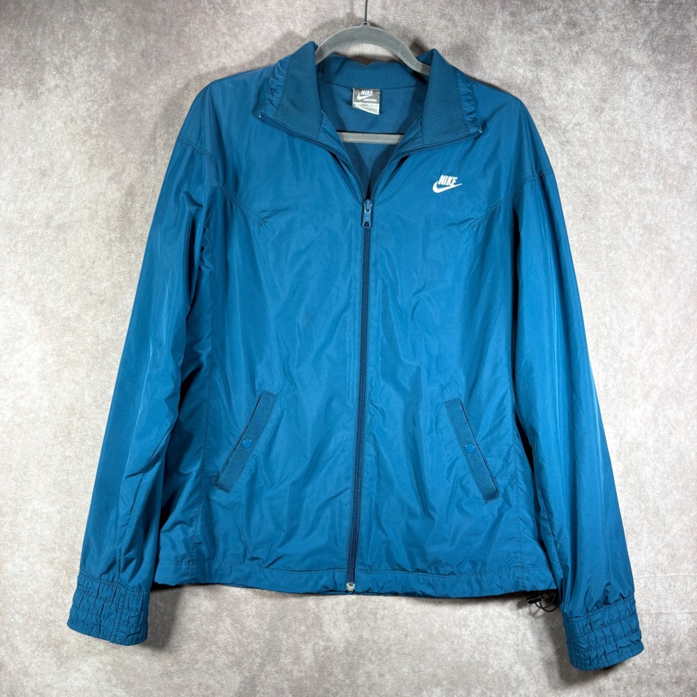Nike Windbreaker Women Large Blue Sportswear y2k Full Zip Lightweight 274518-422